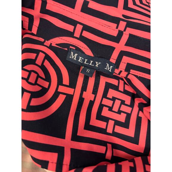 MELLY M Blouse Pink Blue Button Down Top Golf Chic Athletic Designer | SMALL - Picture 7 of 7